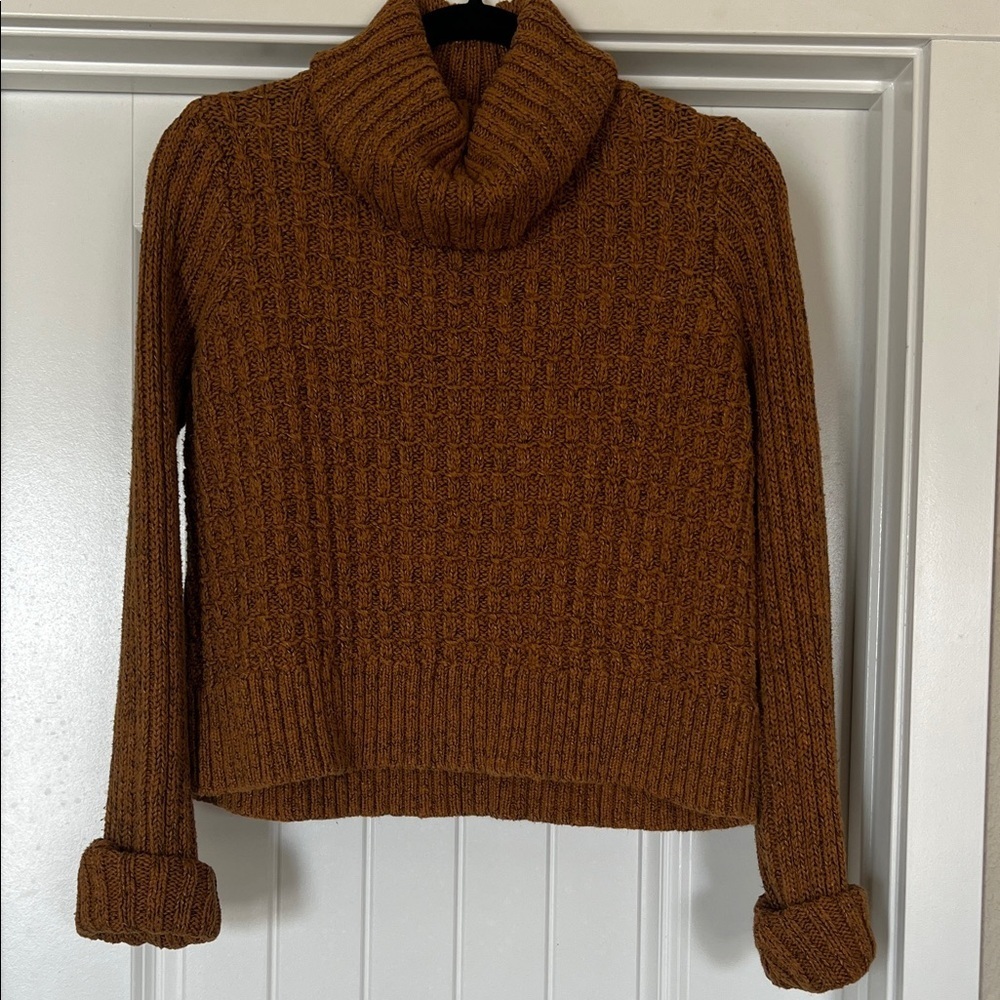 Free People Warm golden brown cowl Turtleneck Sweater
